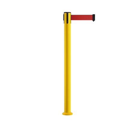 Stanchion Belt Barrier Fixed Base Yellow Post 9ft.Red Belt